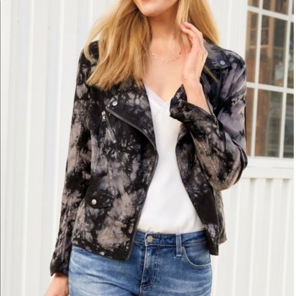 Marrakech Tie Dye Amber Moto Jacket - Color Black and Gray Size XS - Picture 5 of 7
